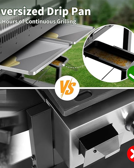 Brand-Man Griddle Grill Combo 6-Burner, 2 in 1 Versatile Propane Gas Grill and Griddle with Double Stainless Steel Lids, BBQ Combo for Outdoor Kitchen & Backyard Barbecue Cooking