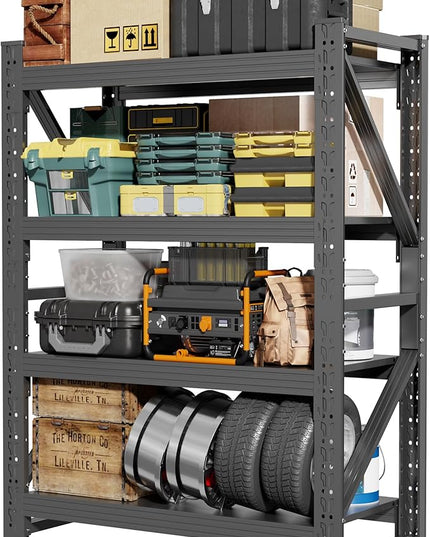 60" W Garage Shelving,4-Tier Heavy Duty Storage Shelves Unit with Adjustable Metal Shelf for Warehouse,Basement,Workshop,5000LBS,60" W x 24" D x 79" H,Black