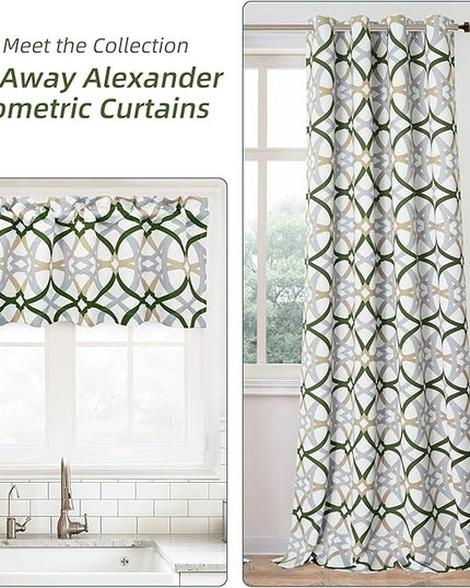 DriftAway Alexander 80% Blackout Curtains for Living Room 250GSM Pattern Match Thermal Insulated Room Darkening Geo Moroccan Mid Century Grommet Bedroom Drapes 2 Panels 52 Inch by 84 Inch Loden Green