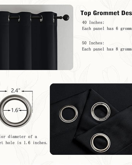 Simplebrand Halloween Black Extra Long 10ft Curtains for Patio 120 Inches Long 2 Panels Set, Room Darkening Solid Thermal Insulated Energy Saving Grommet Window Treatment Curtains Drapes, 50 Wx120 L