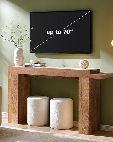 OKD 63 Inch Modern Entryway Console Table, Solid Geometry Accent Sofa Table Behind The Couch, Narrow Console Table for Entryway, Hallway, Living Room, Foyer, Light Tree Knot