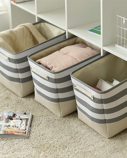 TheWarmHome Extra Large Cube Storage Bins Baskets for Organizing, Sturdy Fabric Storage Basket Cube W/Handles, Decorative Foldable Storage Baskets for Shelves Closet Nursery Toy (3 Pack 16×12×12inch)