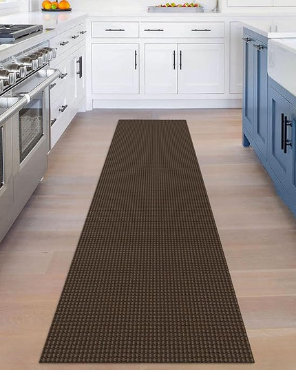 KOZYFLY Runners for Hallways 2x8 ft Washable Kitchen Runner Non Slip Rubber Backed Hall Runners Cotton Entryway Runner Rugs Floor Carpet for Indoor Backdoor Bedroom Kitchen, Reddish Brown/Coffee