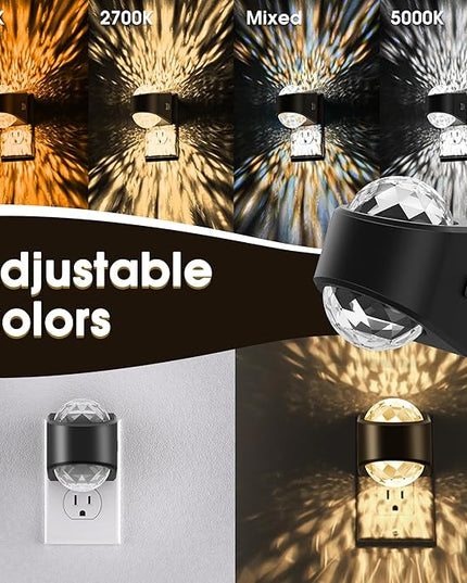 Night Light Plug into Wall, Color Changing Night Light, 3CCT Diamond Design with Galaxy Star Projector, Dusk to Dawn Sensor for Bathroom Bedroom Gaming Room Decor Gift,2 Pack