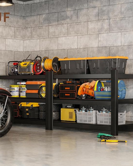 CJF Metal Storage Shelves, 3-Tier Garage Shelving Unit, Heavy Duty Adjustable Metal Shelving for Garage, Basement, Pantry, Warehouse-Black (36 "H x 36" W x 16" D)