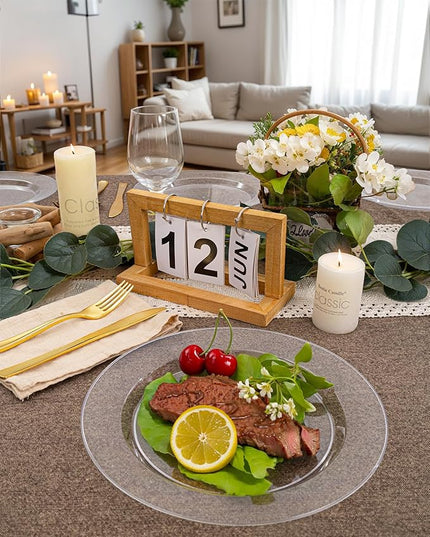 bUCLA 100Pieces Clear Plastic Plates -10.25inch Disposable Dinner Plates- Premium Weddings& Party Plates