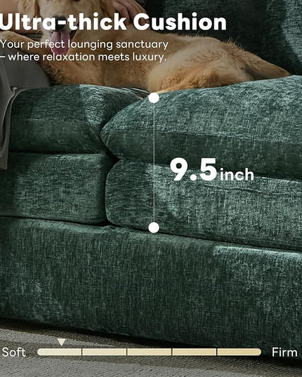 Tbfit Modern Loveseat Couch, 68" Cloud Sofa Spring Seat Cushion, Comfy 2-Seater Love Seat with Pillows, Chenille Removable Cover, Soft Upholstered Living Room Furniture Home Apartment, Green