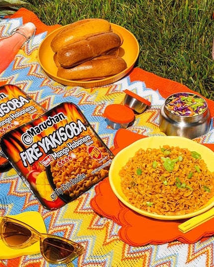 Maruchan Yakisoba Mango Habanero, Japanese Instant Ramen Noodles, 3.93 Oz, 8 Count