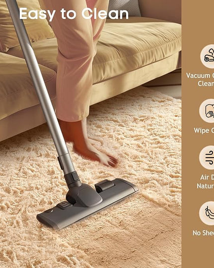 Ophanie Runner Rug for Hallway, 2x6 Upgrade Non-Slip Fluffy Soft Bedside Rugs, Bedroom Living Room Beige Shaggy Carpet for Kids Girls Boys Dorm Nursery Home Decor Aesthetic