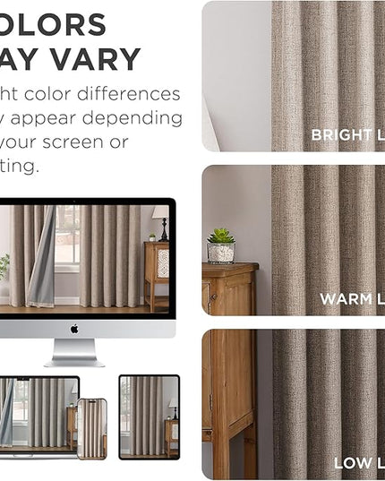 Joydeco Pinch Pleated Curtains - 100% Blackout for Bedroom, Linen Curtains 40" W x 84" L, Thermal Insulated 2 Panels Light Blocking Drapes, Back Tabs for Living Room