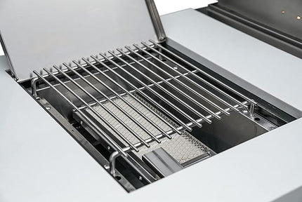 Mont Alpi MAi400-D90BEV 32-Inch 4-Burner 78000 BTU 90 Degree Corner Deluxe Stainless Steel Gas Outdoor Kitchen Barbecue Gas Island Grill w/Wine Cooler Beverage Center Refrigerator + Faucet & Sink