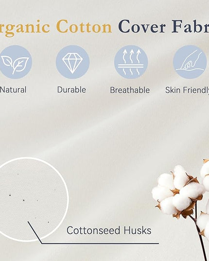 puredown® Goose Feather Down Pillows, 100% Organic Cotton Cover, Luxury Hotel Collection Bed Pillows for Sleeping Set of 2, King Size