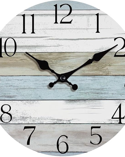 HYLANDA Wall Clock, 10 Inch Silent Non Ticking Wall Clocks Battery Operated, Rustic Wooden Clocks Decorative for Kitchen, Bathroom, Bedroom, Living Room