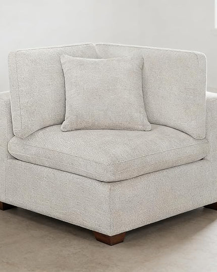 Modern Modular Corner Chair Upholstered Fabric Sofa Seat with Plush Cushions, Durable Frame, Neutral Color, Living Room & Lounge Furniture