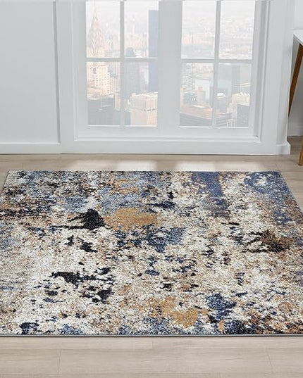 Keen Home Design Area Rugs - 8ft Round Non-Shedding, Abstract Rugs for Kitchen, Living Room, Bedroom, Dining Room, Entryway - Size: 7'10" Square, Multi
