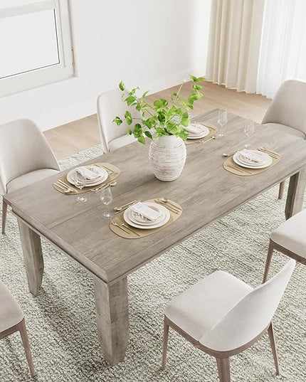 GarveeHome Farmhouse Dining Table for 6-8 People, 71 in Long Kitchen Tables with Wooden Sturdy Frame, 6 ft Large Rectangular Dinner Table for Dining Room, Kitchen, Grey, 71" Non-extendable
