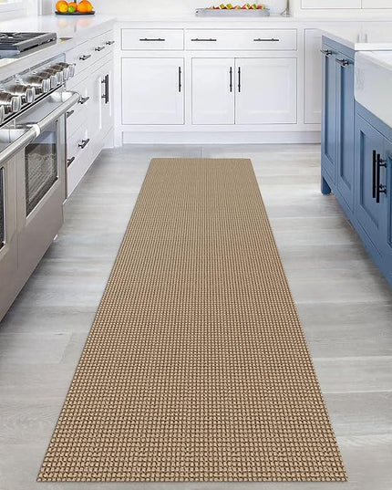 KOZYFLY Runners for Hallways 2.6x8 ft Washable Kitchen Runner Non Slip Rubber Backed Hall Runners Cotton Entryway Runner Rugs Floor Carpet for Indoor Backdoor Bedroom Kitchen, Tan/Orange/Brown