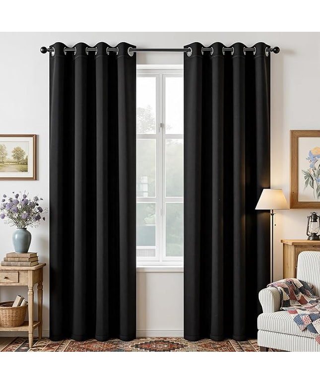 Joydeco Blackout Curtains for Bedroom 84 Inch - Black Out Curtains with Grommets Thermal Insulated Room Darkening Light Blocking, Noise Reducing & Wrinkle-Free Drapes for Living Room Windows, 2 Panels