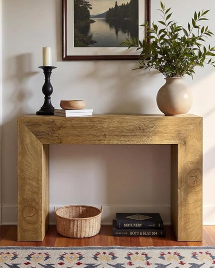 Tribesigns 43.3" Entryway Console Table, Farmhouse Wooden Sofa Table Behind Couch, Modern Small Accent Console with Fluted Design for Living Room Hallway Entrance Foyer, Brown