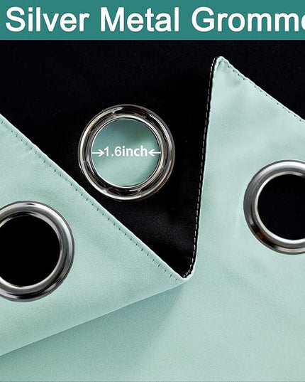 Yakamok 100% Blackout Curtains Energy Saving Thermal Insulated 2 Thick Layers Completely Blackout Drapes with Black Liner for Bedroom (52Wx72L, Aqua, 2 Panels)