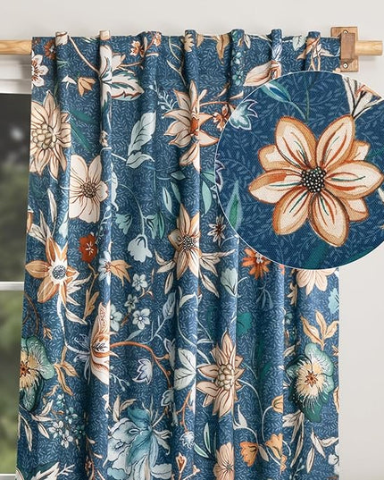 Maison d' Hermine Curtains for Living Room 100% Cotton 124 inch Length One Panel Light Filtering Curtains for Bedroom Windows with Rod and Loop Pockets Drapes (Luxury Loft Dark Teal, 50" W x 124" L)
