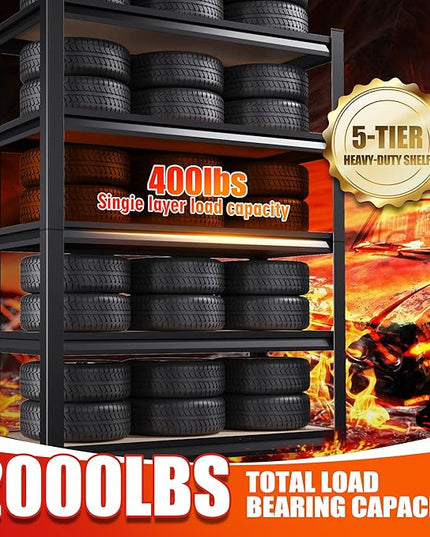 Set of 4 71"H Garage Shelving-5 Tier Garage Storage Shelves,Adjustable Heavy Duty Metal Shelving Unit and Storage Large Rack,Utility Steel Shelf For Warehouse Industrial Pantry Basement 71"x32"x14"