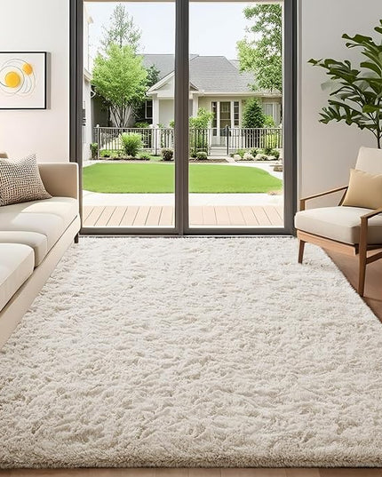 Ophanie 5x7 Area Rugs for Living Room Ivory, Fluffy Shag Large Fuzzy Plush Soft Rug, Shaggy Floor Big Carpets for Bedroom Nursery, Kids Home Decor Aesthetic