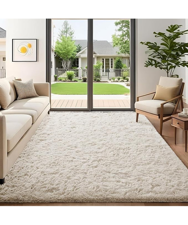 Ophanie 5x7 Area Rugs for Living Room Ivory, Fluffy Shag Large Fuzzy Plush Soft Rug, Shaggy Floor Big Carpets for Bedroom Nursery, Kids Home Decor Aesthetic