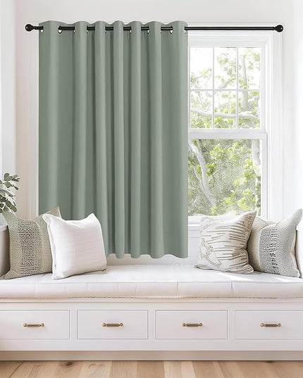 NICETOWN Blackout Curtains 63 inches Long for Living Room Bedroom, Grommet Thermal Insulated Room Divider Drape Window Treatment for Sliding Patio Door, W100 x L63, 1 Panel, Sage Green