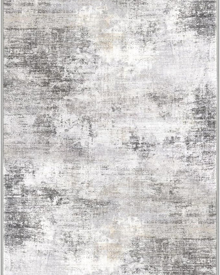 IOHOUZE Abstract Runner Rug 2x5 Ft Washable Runners for Hallways, Non Slip Kitchen Runner Printed Faux Wool Entryway Runner Indoor, Modern Abstract Floor Carpet for Hall Kitchen Bedroom, Grey Beige
