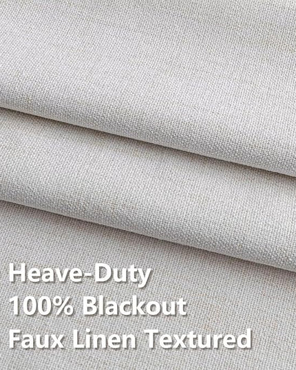 100% Blackout Curtains 108 inch Length 1 Panel Faux Linen Long Drapes for Bedroom Living Room Black Out Room Darkening Curtain Thermal Insulated Back Tab Rod Pocket(W100 x L108, Natural)