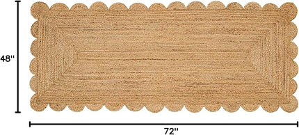Hand Woven Jute Area Rug - 2.5' x 6' Feet - Rustic Beige Reversible Rectangular Rugs for Bedroom, Kitchen, Living Room - Vintage Natural Braided Entry Floor Décor Boho Jute Rug 30 X72 Inches
