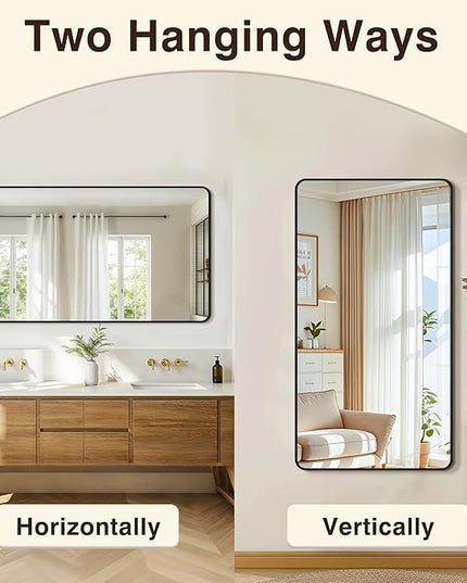 Bathroom Vanity Mirror for Wall, 55"x30" Wall Mounted Bathroom Mirror for Over Sink with Sturdy Metal Frame, Vertical or Horizontal, Living Room, Bedroom, Entryway(Black)