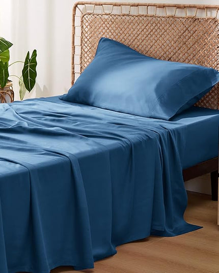 Bedsure Cooling Sheets Twin, Rayon Derived from Bamboo, Breathable & Soft Twin Sheets Set, Deep Pocket Up to 16 Inches, Hotel Luxury Silky Bedding for Hot Sleepers, Teal