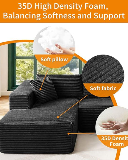 103.54'' Sectional Sofa, Flannel Fabric Fabric L Shaped Sofa, 4 Seat Modern L Shape Couch with 2 Pillows Right Hand Lounge for Living Room, Office