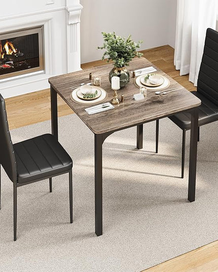 Gizoon Kitchen Table for 2, Table and Chairs Set of 2, 3 Piece Dinner Table Set with 2 Upholstered PU Leather Chairs for Dining Room, Living Room, Apartment, Small Space, Grey