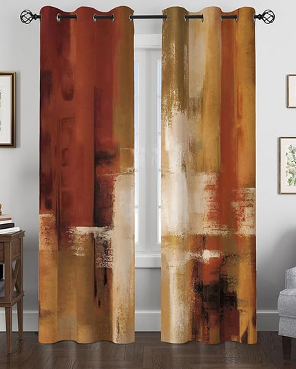 Asuexpect Burnt Orange Curtains 2 Panels Abstract Rust Curtain Room Darkening Grommet Window Drapes Modern Decorative Window Treatments for Bedroom Living Room, 42x72 Inches