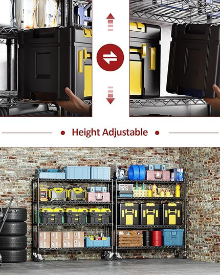 IZEUK 4-Tier Adjustable Heavy Duty Metal Storage Shelving Unit, Wide Utility Rack Organizer for Garage, Kitchen, Office, Basement, Warehouse (Black, 15.7" D x 33.5" W x 70.5" H)