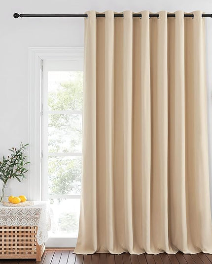 NICETOWN Sliding Glass Door Curtain 120 inch Length for Patio, Room Darkening Thermal Insulated Window Treatment Slider Door Curtain for Living Room, Biscotti Beige, 100" Wide, 1 Panel