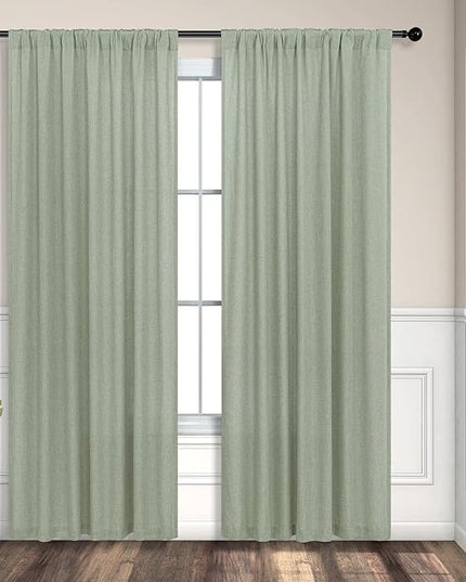 Sage Green Curtains 84 Inch Length for Living Room 2 Panels Back Tab Rod Pocket Drapes Light Filtering Sheer Linen Cotton Textured Light Green Curtain for Bedroom Rustic Boho Farmhouse Decor 7 FT Long