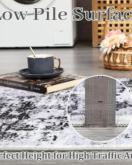 Modern Abstract 2x10 Runner Rug Non Slip Non Shedding Low Pile Stain Resistant Rug for Hallway Kitchen Bedroom,Grey