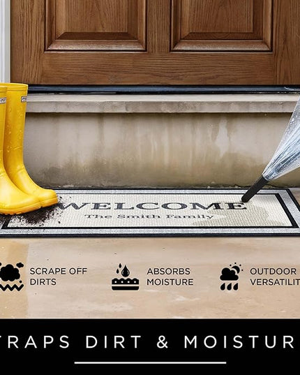 My Sign Center Personalized Doormat, Custom Welcome Mat for Front Door, Indoor/Outdoor Anti Slip Backing, 18x30 Inches, Polyestere Top Made in USA