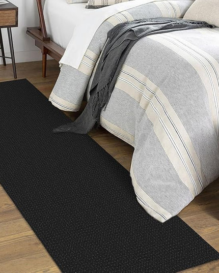 KOZYFLY Runners for Hallways 2x7 ft Washable Kitchen Runner Non Slip Rubber Backed Hall Runners Cotton Entryway Runner Rugs Floor Carpet for Indoor Backdoor Bedroom Kitchen, Black/Dark Grey