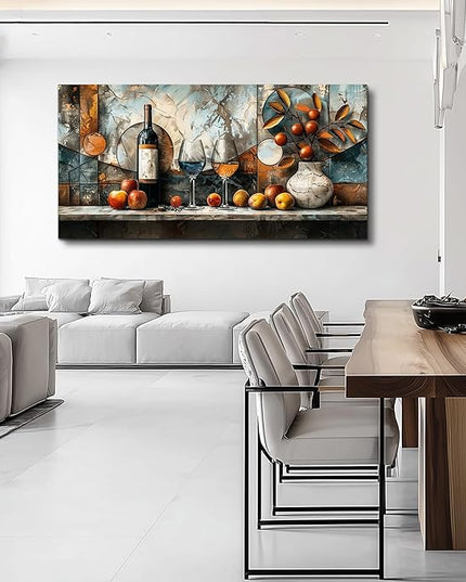 XIGUANGART Large Canvas Wall Art For Dining Room Wall Decor For Kitchen Wine Bottle Painting Still Life Abstract Picture Artwork Pub Bar Living Room Wall Mural Posters Home Decorations Ready To Hang