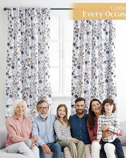 Maison d' Hermine Curtains for Living Room 100% Cotton 84 inch Length One Panel Light Filtering Curtains for Bedroom Windows with Rod and Loop Pockets Drapes (Blossom Flora, 50" W x 84" L)