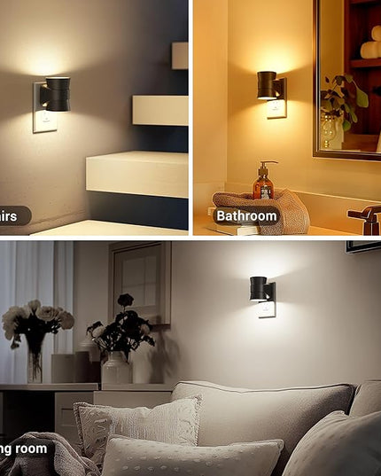 JandCase Night Light, Night Lights Plug Into Wall with 3 Color Temperatures, 2 Pack Dusk to Dawn Sensor Dimmable Nightlight, 3CCT (3000K/4000K/5000K) Adjustable LED Night Light for Bathroom Hallway