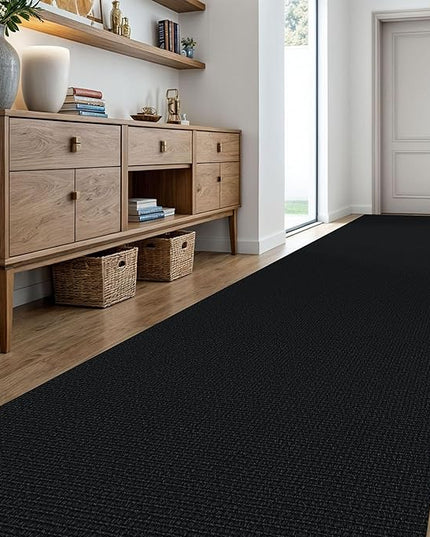 KOZYFLY Washable Runner Rug 3x20 ft Hallway Kitchen Runner Rugs with Rubber Backing Bobo Non Slip Entryway Runner Indoor, Long Carpet Runners for Hall Kitchen Entryway, Black