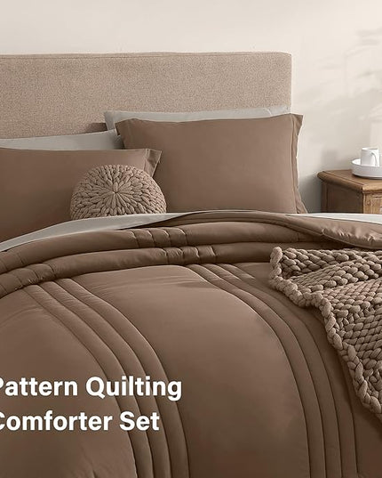 Monbix California King Size Comforter Set - 7 Pieces Bed in a Bag California King, Bedding Sets with Comforter, All Seasons Comforter Bed Set with Sheets, Pillowcases & Shams