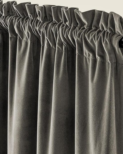 Lazzzy Velvet Blackout Curtains Thermal Insulated Room Window Drapes Super Soft Luxury Curtains for Living Room Bedroom Rod Pocket 2 Panels, Grey, 62" W x 84" L