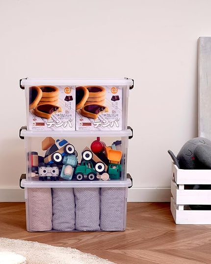 Citylife 32 QT Plastic Storage Bins with Latching Lids Stackable Storage Containers for Organizing Large Clear Storage Box for Garage, Closet, Classroom, Kitchen, 2 Packs